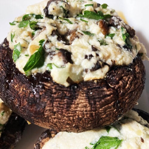 Roasted Portobello Mushroom Recipe, Stuffed with Cheeses & Fresh Herbs