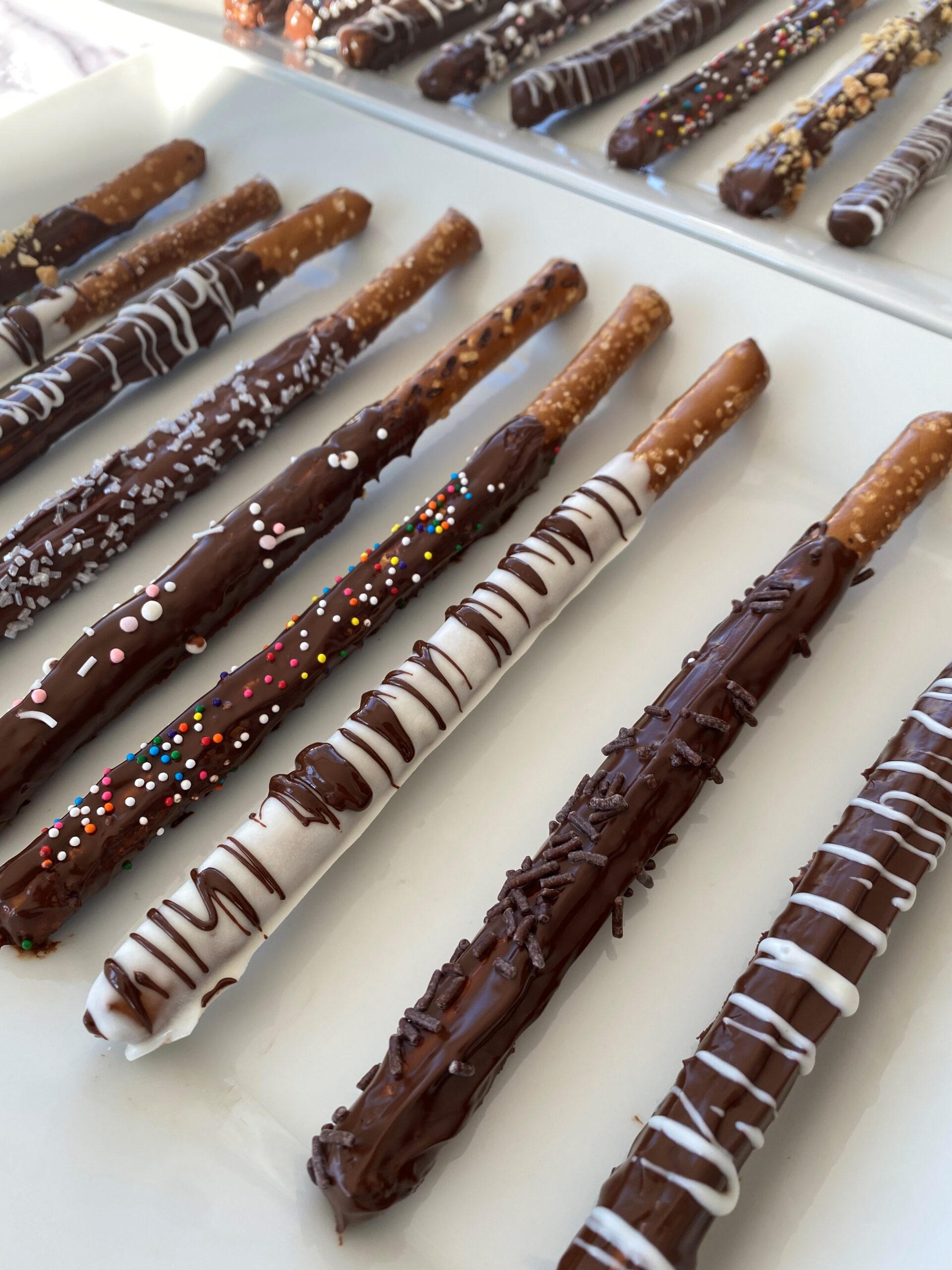 Chocolate covered pretzel sticks discount