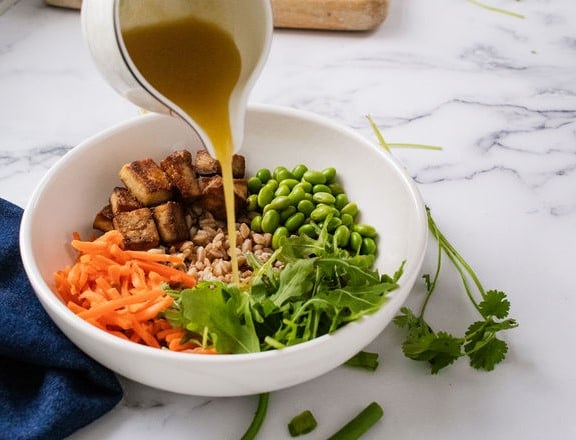 dressing tofu bowl