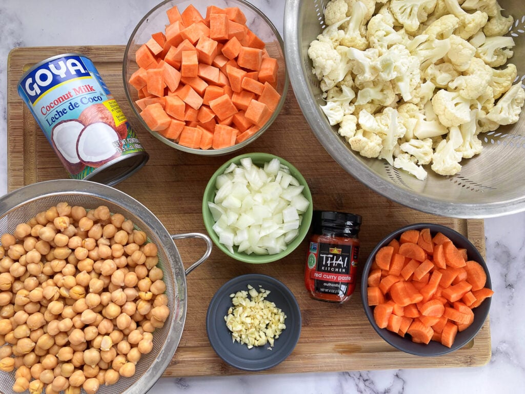 crockpot chickpea curry ingredients